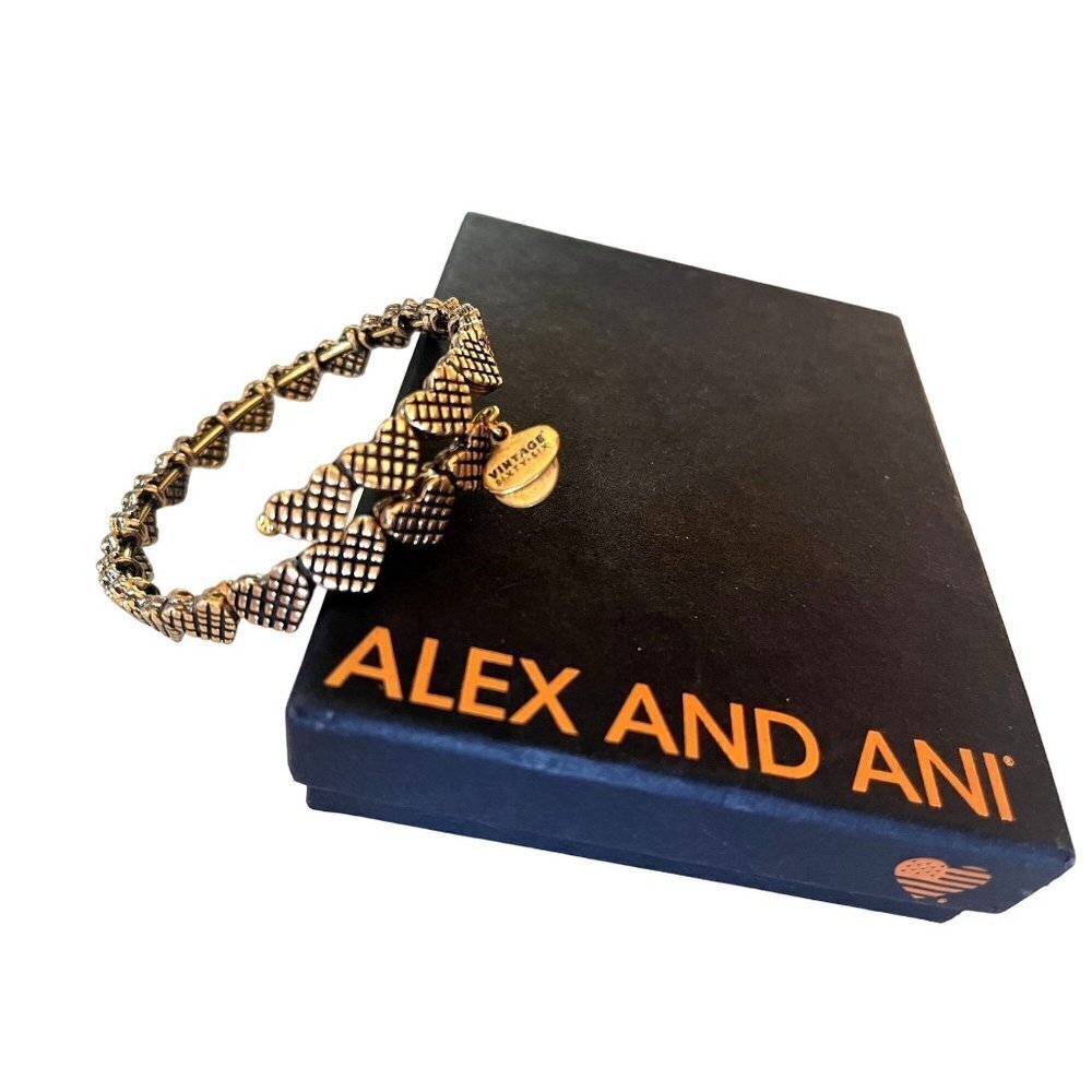 Alex and Ani "Valentine's Day Collection" Romance Hearts Gold Wrap Bracelet - Picture 4 of 11